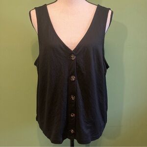 Reitmans Black Sleeveless Button-Up Blouse